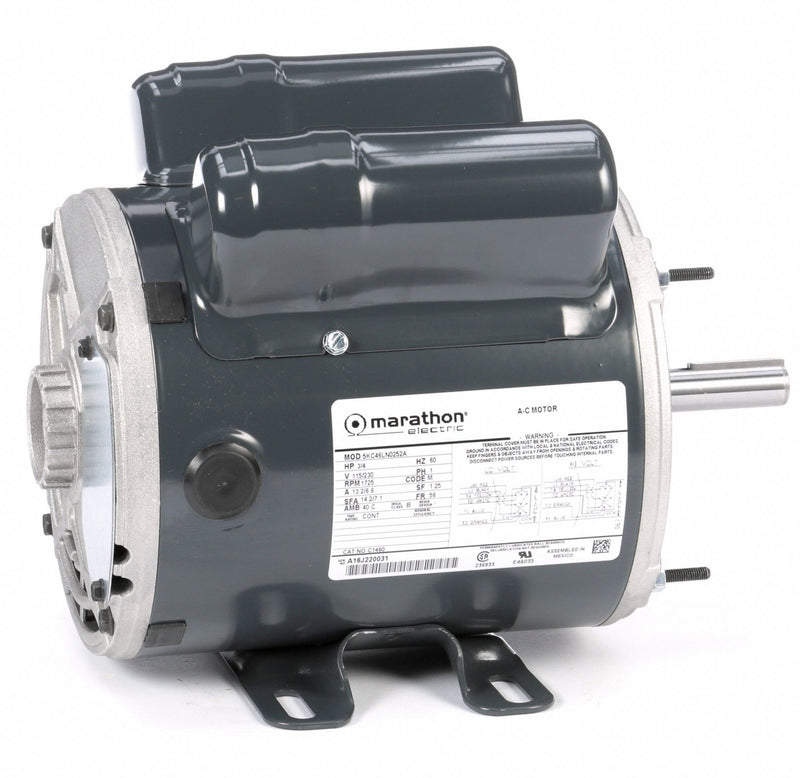 Marathon Motors 3/4 HP Instant Reverse Motor,Capacitor-Start,1725 Nameplate RPM,115/230 Voltage,Frame 56 - 5KC46LN0252