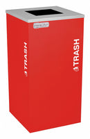 Tough Guy 24 gal Square Trash Can, Metal, Red - 5UJD3