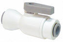 Parker Ball Valve, Polypropylene, Inline, 2-Piece, Pipe Size 1/4 in, Tube Size 1/4 in - PP4VUC4-MG