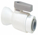 Parker Ball Valve, Polypropylene, Inline, 2-Piece, Pipe Size 3/8 in, Tube Size 1/4 in - LFPP4VFC6