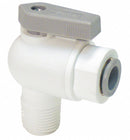 Parker Ball Valve, Polypropylene, Angle, 2-Piece, Pipe Size 1/4 in, Tube Size 3/8 in - LFPP6VME4