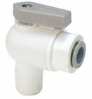 Parker Ball Valve, Polypropylene, Angle, 2-Piece, Pipe Size 3/8 in, Tube Size 1/4 in - LFPP4VME6