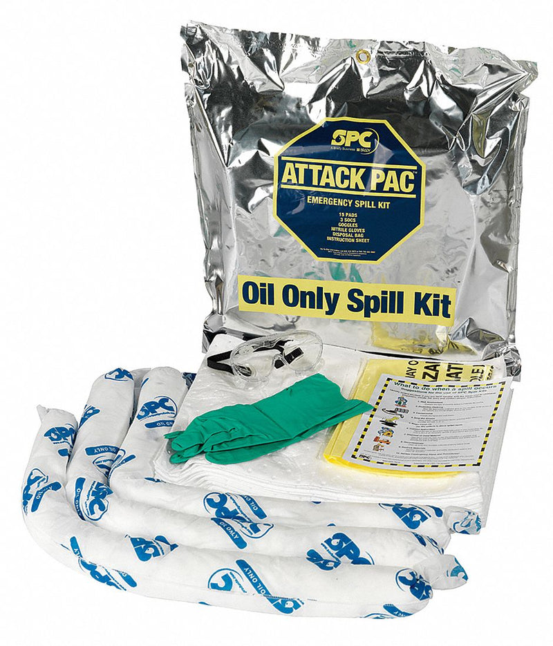 Brady Spill Kit/Station, Bag, Oil-Based Liquids, 7 gal - SKO-ATK-GRNG