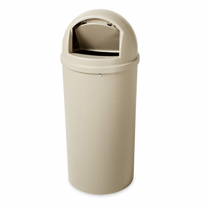 Rubbermaid 15 gal Round Trash Can, Plastic, Beige - FG816088BEIG