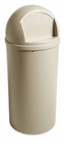 Rubbermaid 25 gal Round Trash Can, Plastic, Beige - FG817088BEIG