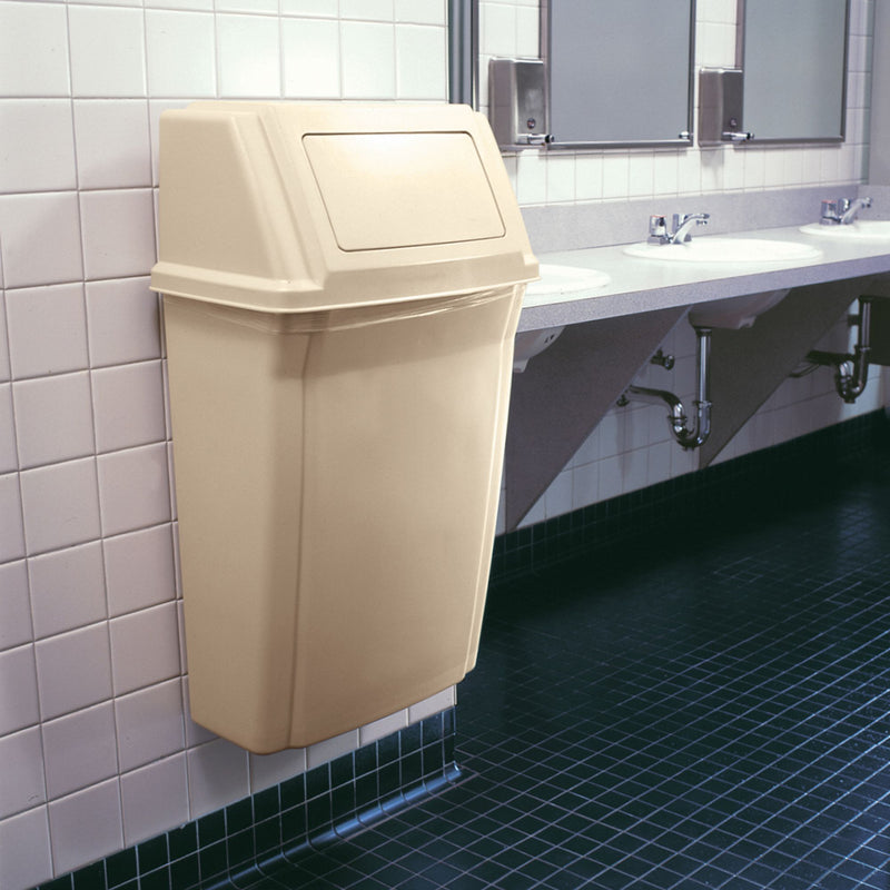 Rubbermaid 15 gal Rectangular Fire-Resistant Trash Can, Plastic, Beige - FG782200BEIG