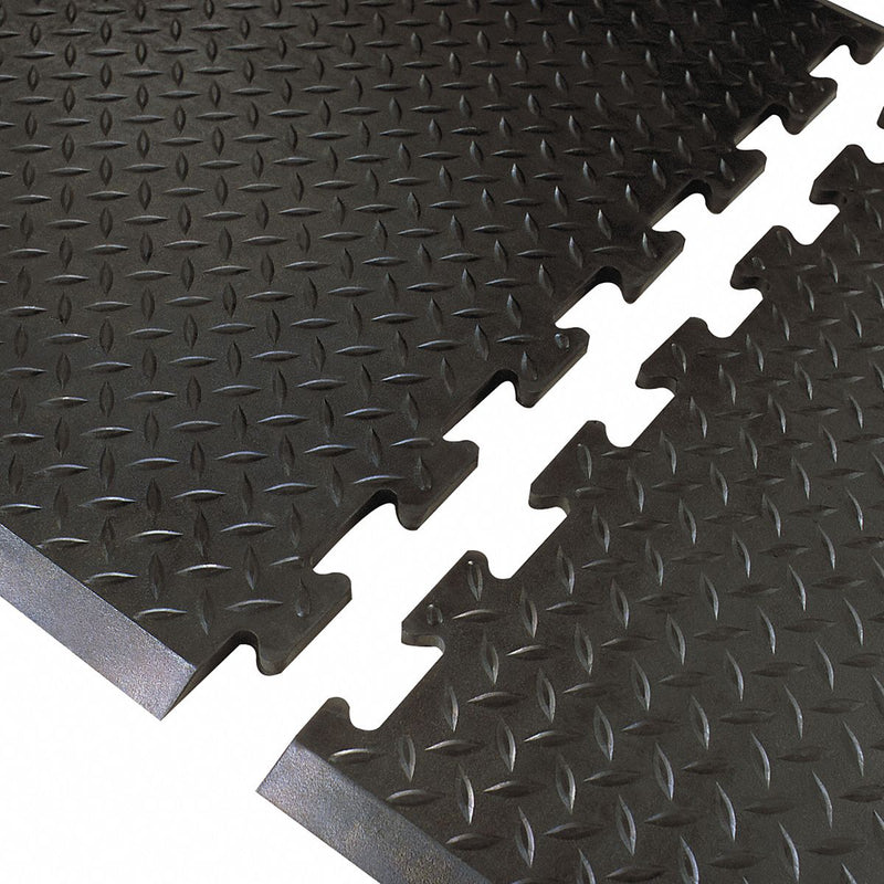 Notrax Interlocking Antifatigue Mat, Rubber, Black, 1 EA - 545E3631BL