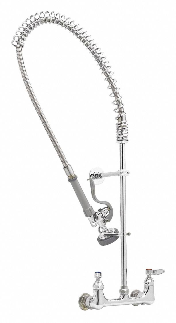 T&S Brass Chrome, Gooseneck, Pre-Rinse Faucet, Manual Faucet Activation, 1.42 gpm - B-0133-B