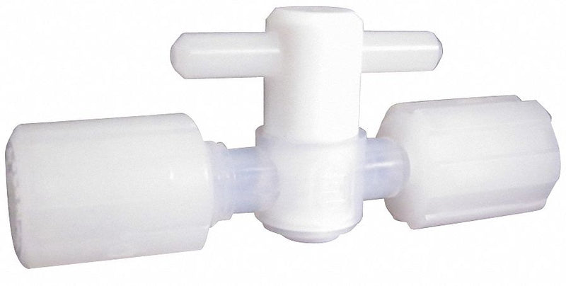 Parker 2 9/16 inL x 1 3/8 inH Wetted: PFA, PTFE; Non-Wetted: PFA, PVDF Compression Stopcock, 1/8 in Pipe Si - MV-14-018