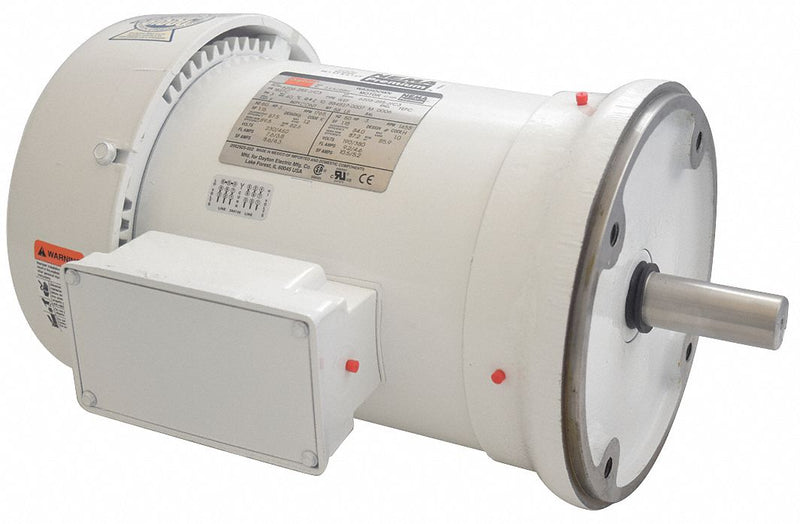 Dayton 3 HP Washdown Motor,3-Phase,1765 Nameplate RPM,230/460 Voltage,Frame 182TC - 5XAU5BG