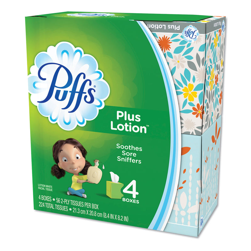 Puffs Plus Lotion Facial Tissue, 1-Ply, White, 56 Sheets/Box, 24 Boxes/Carton