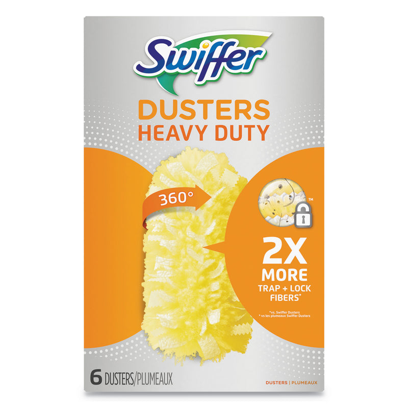 Swiffer Heavy Duty Dusters Refill, Dust Lock Fiber, Yellow, 6/Box - PGC21620BX