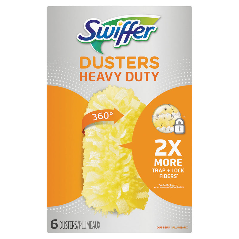 Swiffer Heavy Duty Dusters Refill, Dust Lock Fiber, Yellow, 6/Box, 4 Box/Carton - PGC21620CT