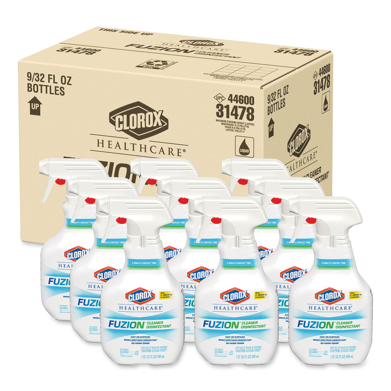 Clorox Healthcare Fuzion Cleaner Disinfectant, Unscented, 32 Oz Spray Bottle, 9/Carton - CLO31478