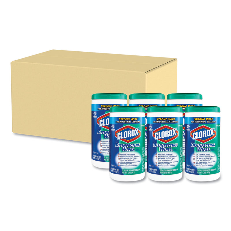 Clorox Disinfecting Wipes, 7 X 8, Fresh Scent, 75/Canister, 6/Carton - CLO15949CT