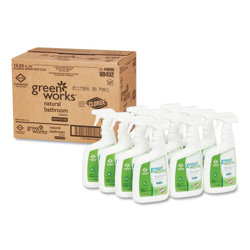Green Works Bathroom Cleaner, 24 Oz Spray Bottle, 12/Carton - CLO00452CT