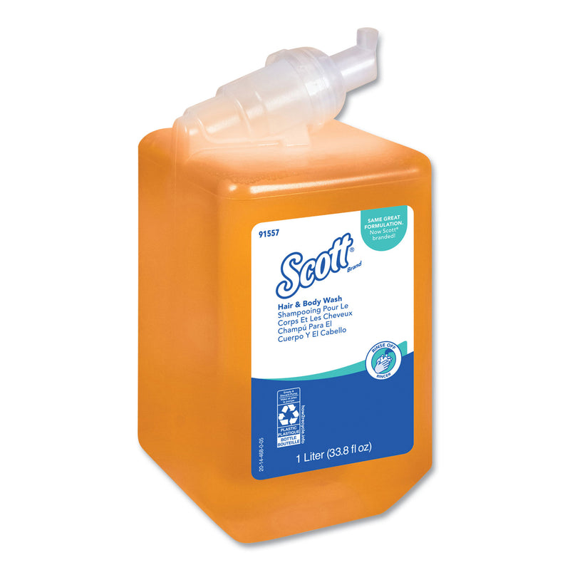 Scott Essential Hair And Body Wash, Citrus Floral, 1 L Bottle, 6/Carton - KCC91557