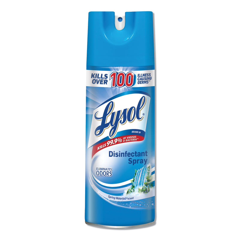 Lysol Disinfectant Spray, Spring Waterfall, Liquid, 12.5 Oz. Aerosol Can, 12/Carton - RAC02845