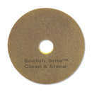 Scotch-Brite Clean And Shine Pad, 17" Diameter, Yellow/Gold, 5/Carton - MMM09544