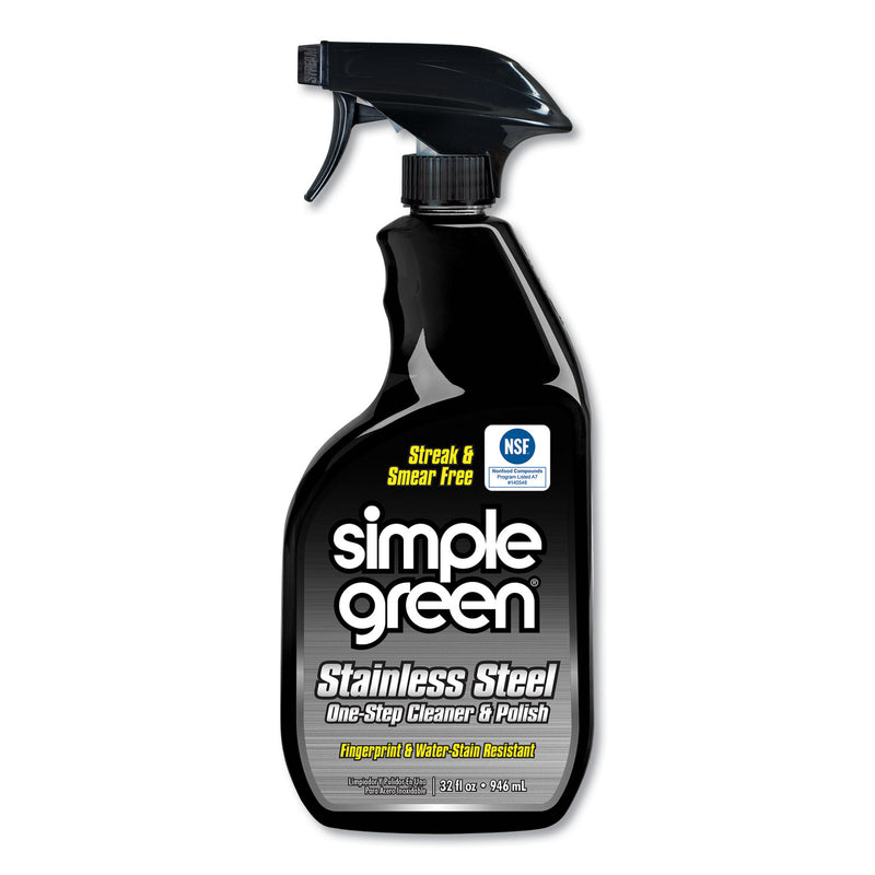 Simple Green Stainless Steel One-Step Cleaner And Polish, 32 Oz Spray Bottle, 12/Carton - SMP18300CT