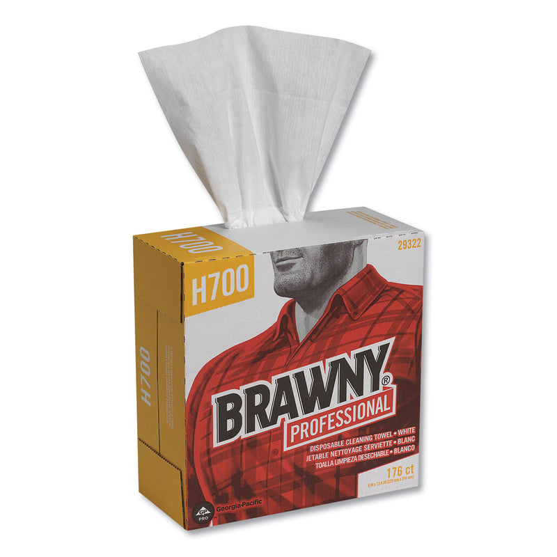 Brawny Heavyweight Hef Disposable Shop Towels, 9X12.5, White, 176/Box, 10 Box/Crtn - GPC29322