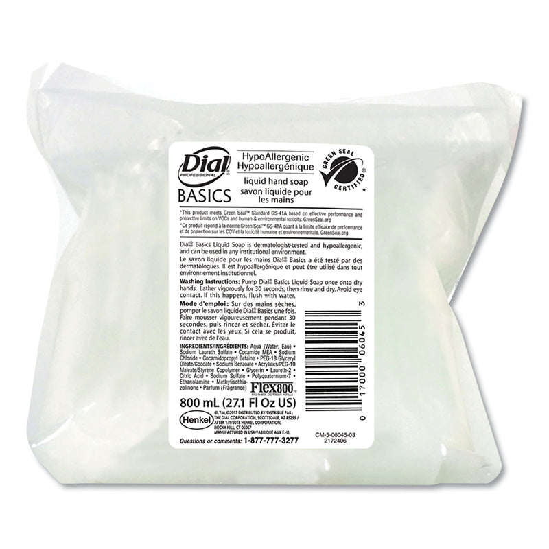 Dial Basics Liquid Soap, Fresh Floral, 800 Ml Flex Pack, 12/Carton - DIA06045