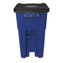 Rubbermaid Brute Rollout Container, Square, Plastic, 50 Gal, Blue - RCP9W27BLU