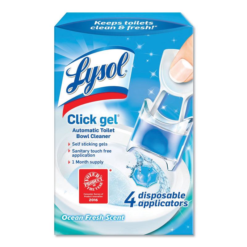 Lysol Click Gel Automatic Toilet Bowl Cleaner, Ocean Fresh, 0.68 Oz, 4/Box, 5 Boxes/Carton - RAC92918CT