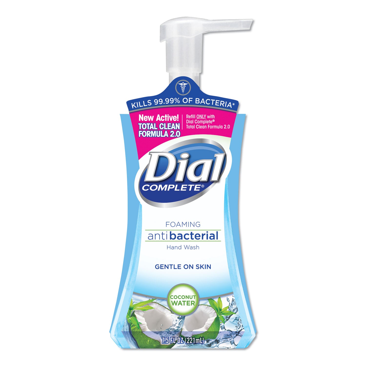 Dial Antibacterial Foaming Hand Wash, Coconut Waters, 7.5 Oz Pump Bottle, 8/Carton - DIA09316CT
