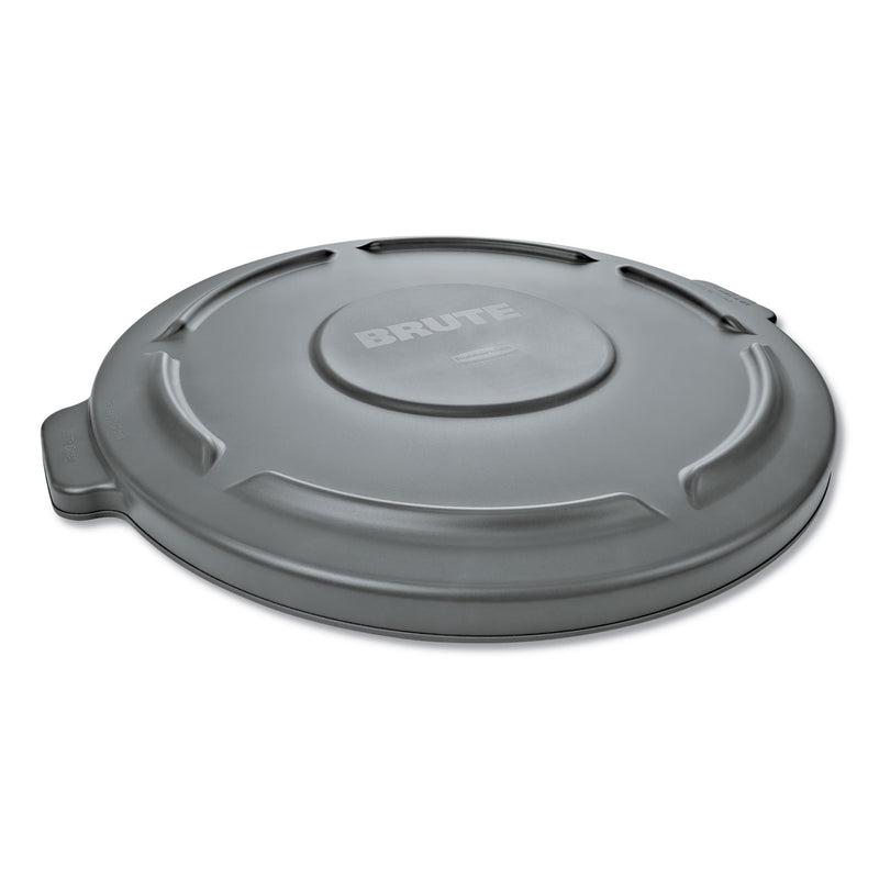 Rubbermaid Round Flat Top Lid, For 32 Gal Round Brute Containers, 22.25" Diameter, Gray - RCP263100GY