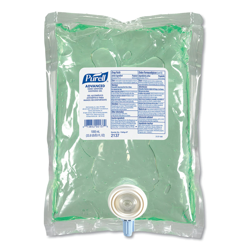 Purell Advanced Hand Sanitizer Soothing Gel Nxt Refill, 1000 Ml, 8/Carton - GOJ213708CT