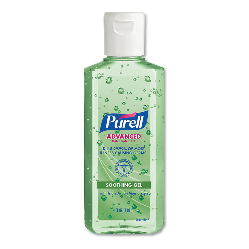 Purell Advanced Hand Sanitizer Soothing Gel, Fresh Scent With Aloe And Vitamin E, Flip-Cap Bottle, 4 Oz, 24/Carton - GOJ9631CT