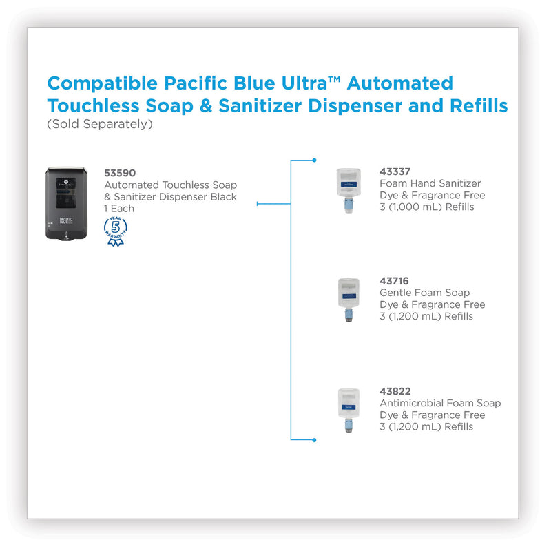 Georgia-Pacific Pacific Blue Ultra Automated Touchless Soap/Sanitizer Dispenser, 1000 Ml, 6.54" X 11.72" X 4", Black - GPC53590