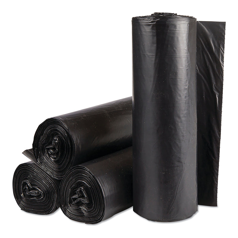 Inteplast Institutional Low-Density Can Liners, 30 Gal, 0.58 Mil, 30" X 36", Black, 25 Bags/Roll, 10 Rolls/Carton - IBSSL3036HVK