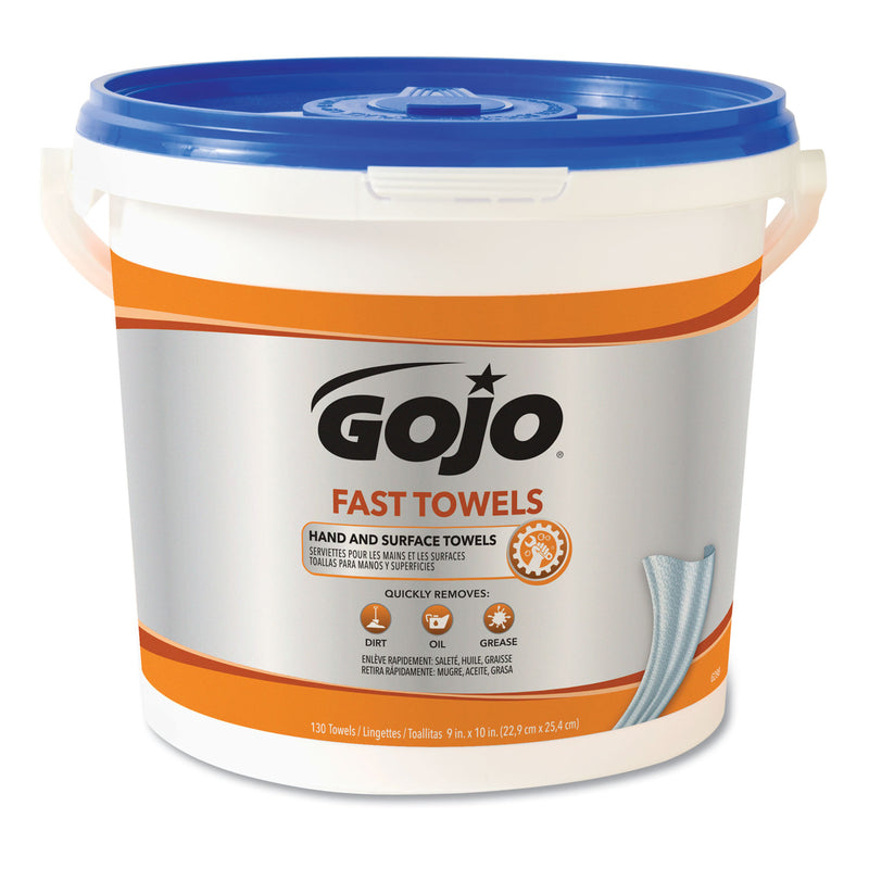 GOJO Fast Towels Hand Cleaning Towels, 9 X 10, Blue, 225/Bucket, 2 Buckets/Carton - GOJ629902CT