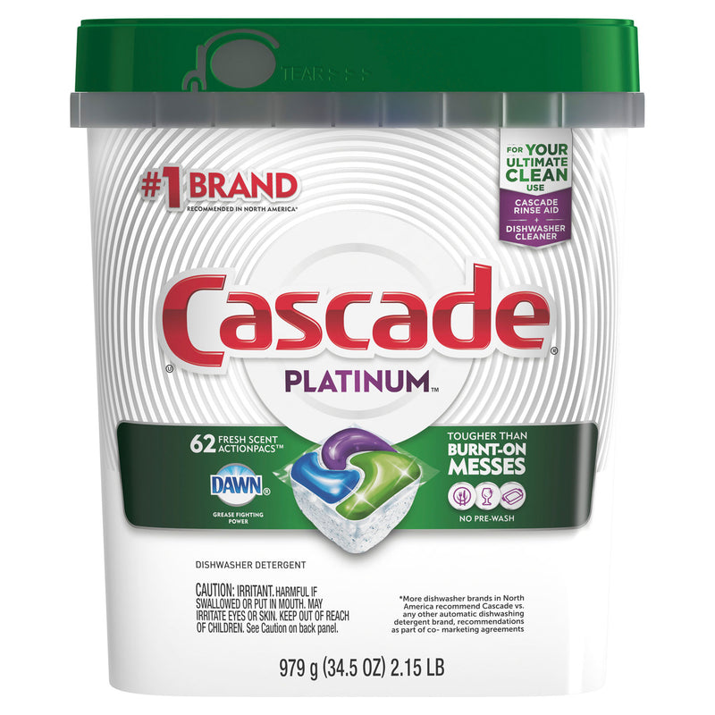 Cascade Actionpacs, Fresh Scent, 34.5 Oz, 62/Bag, 3 Bags/Carton - PGC97726
