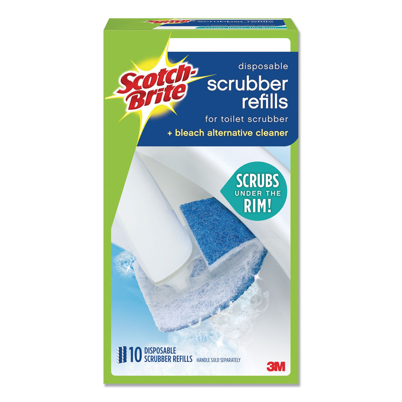 Scotch-Brite Disposable Toilet Scrubber Refill, Blue/White, 10/Pack - MMM558RF