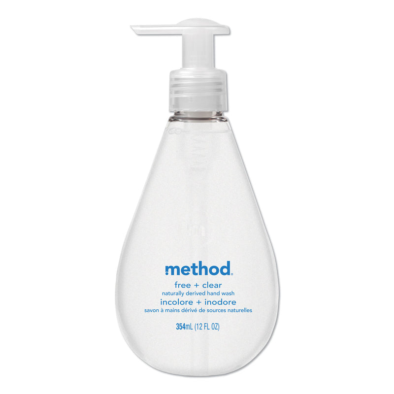 Method Gel Hand Wash, Fragrance-Free, 12 Oz Pump Bottle, 6/Carton - MTH01943