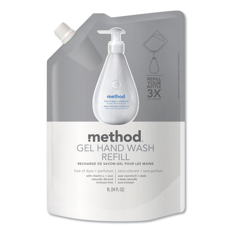Method Gel Hand Wash Refill, Fragrance-Free, 34 Oz, 6/Carton - MTH00658