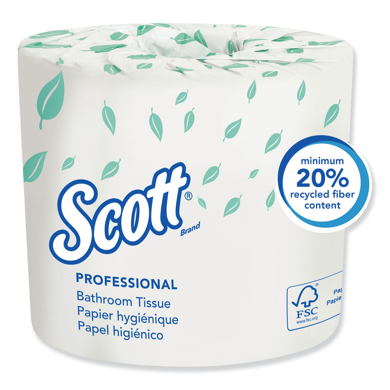 Scott Essential Standard Roll Bathroom Tissue, Traditional, Septic Safe, 2 Ply, White, 550 Sheets/Roll, 20 Rolls/Carton - KCC13607