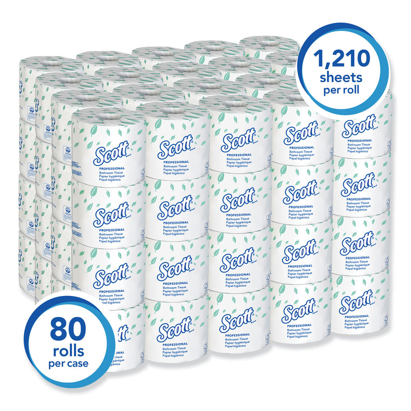 Scott Essential Standard Roll Bathroom Tissue, Septic Safe, 1-Ply, White, 1210 Sheets/Roll, 80 Rolls/Carton - KCC05102CT