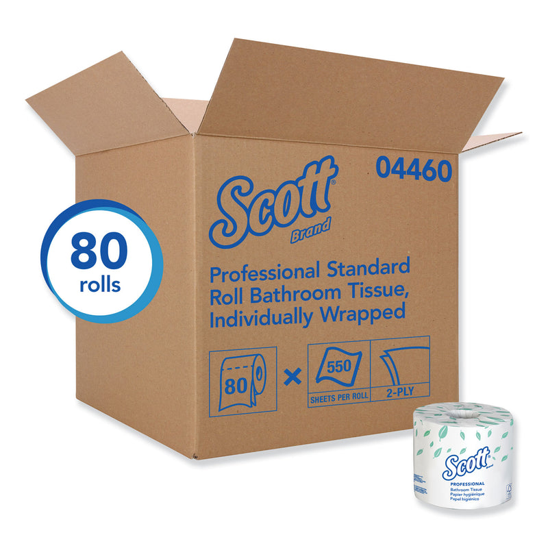 Scott Essential Standard Roll Bathroom Tissue, Septic Safe, 2-Ply, White, 550 Sheets/Roll, 80/Carton - KCC04460