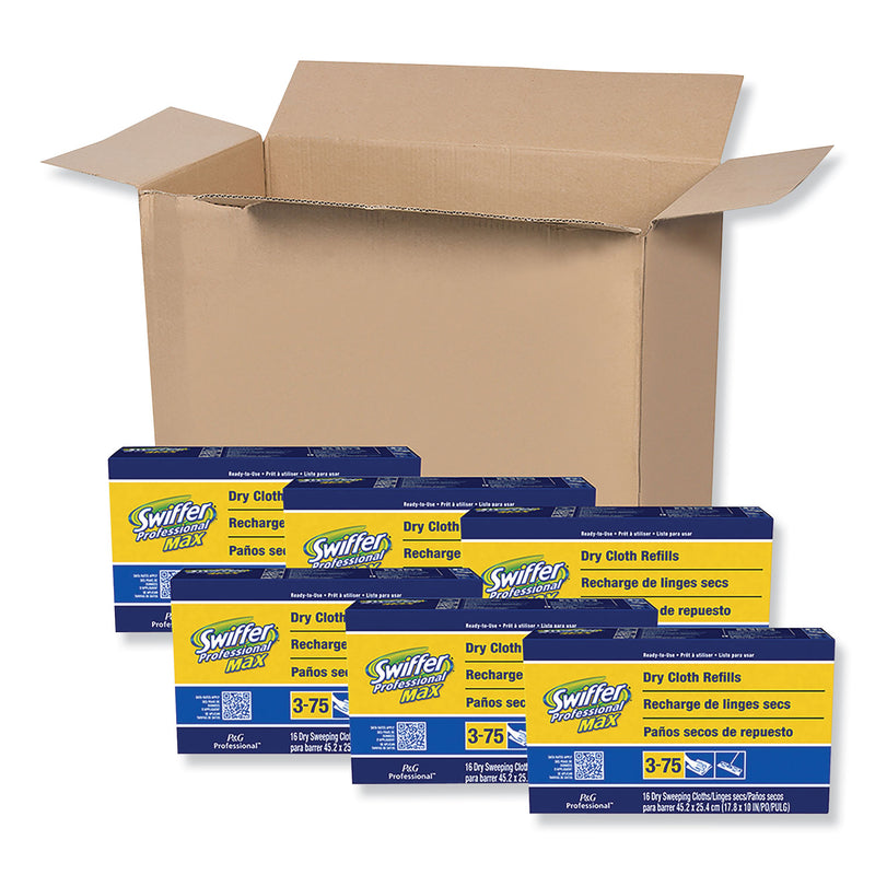 Swiffer Max/Xl Dry Refill Cloths, 17 7/8 X 10, White, 16/Box, 6 Boxes/Carton - PGC37109