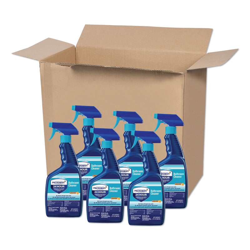 Microban 24-Hour Disinfectant Bathroom Cleaner, Citrus, 32 Oz Spray Bottle, 6/Carton - PGC30120