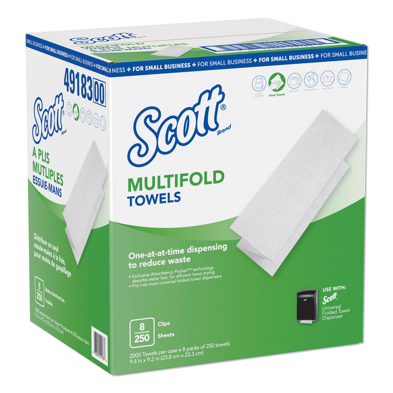 Scott Multi-Fold Paper Towels, 9.2 X 9.4, White, 250/Pack, 8 Packs/Carton - KCC49183