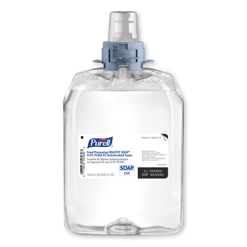 Purell Food Processing Healthy Soap 0.5% Pcmx Antimicrobial E2 Foam Handwash, For Cs4 Dispensers, 1250 Ml, 3/Carton - GOJ513203