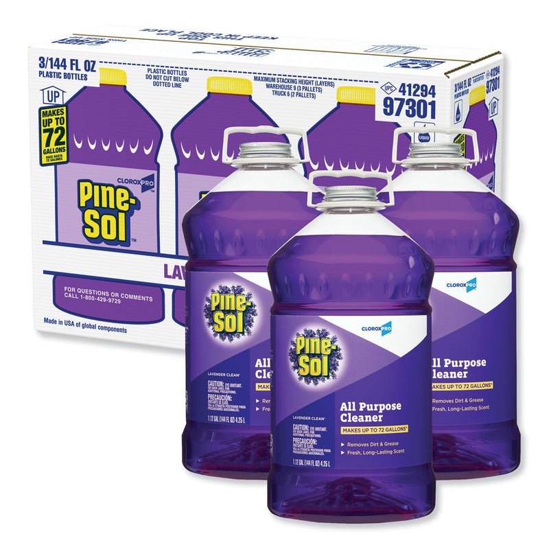 Pine-Sol All Purpose Cleaner, Lavender Clean, 144 Oz Bottle, 3/Carton - CLO97301