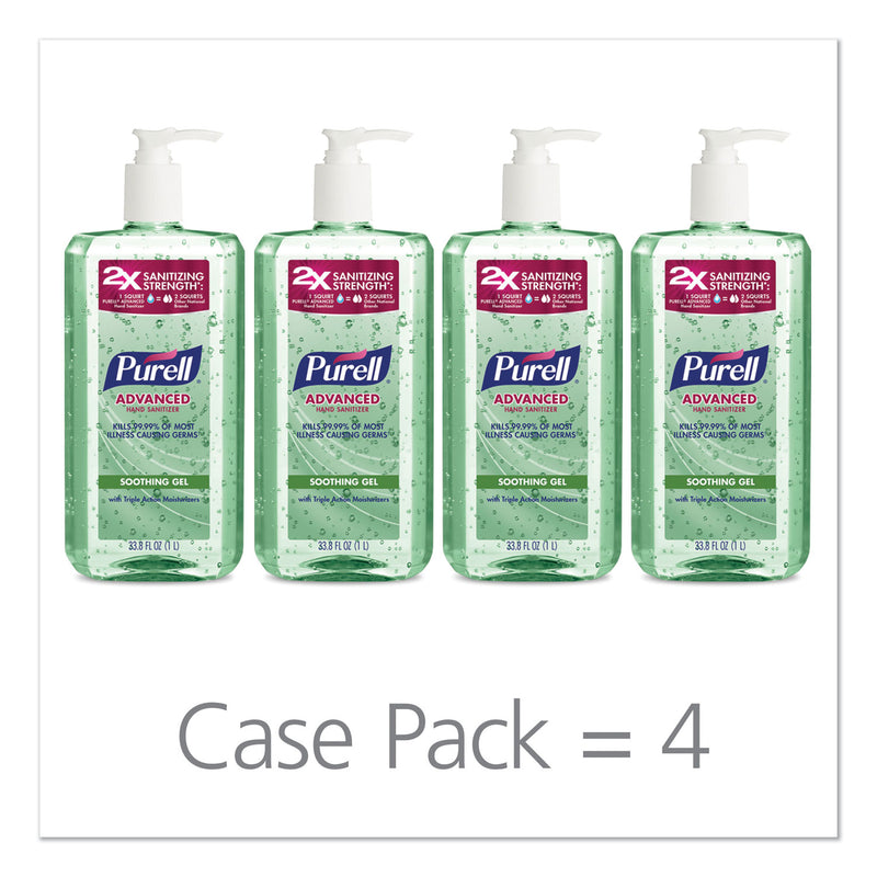 Purell Advanced Hand Sanitizer Soothing Gel, Fresh Scent With Aloe And Vitamin E, 1 L Pump Bottle, 4/Carton - GOJ308104CMR