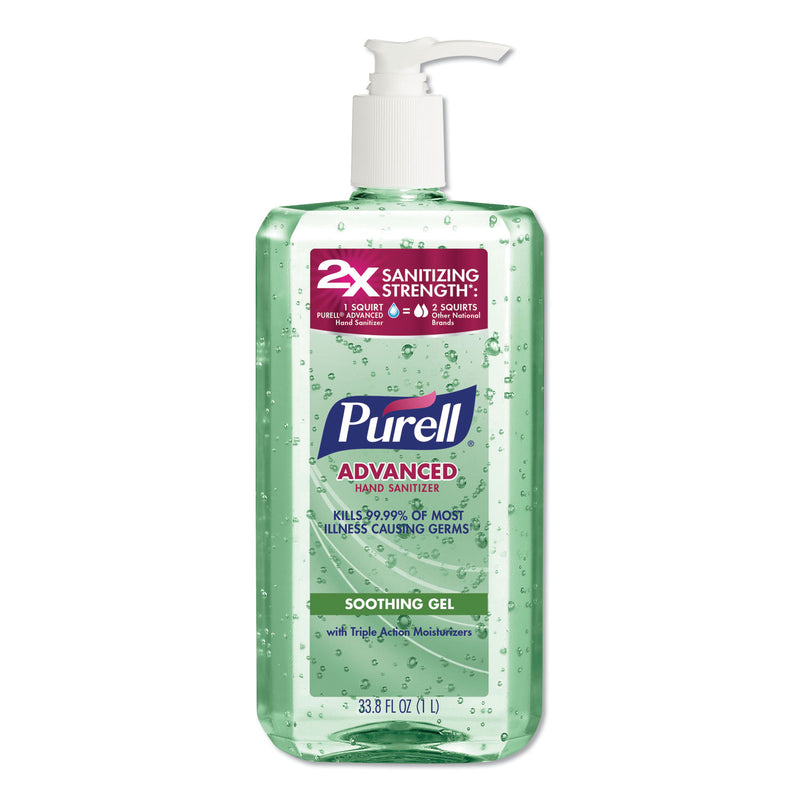 Purell Advanced Hand Sanitizer Soothing Gel, Fresh Scent With Aloe And Vitamin E, 1 L Pump Bottle, 4/Carton - GOJ308104CMR