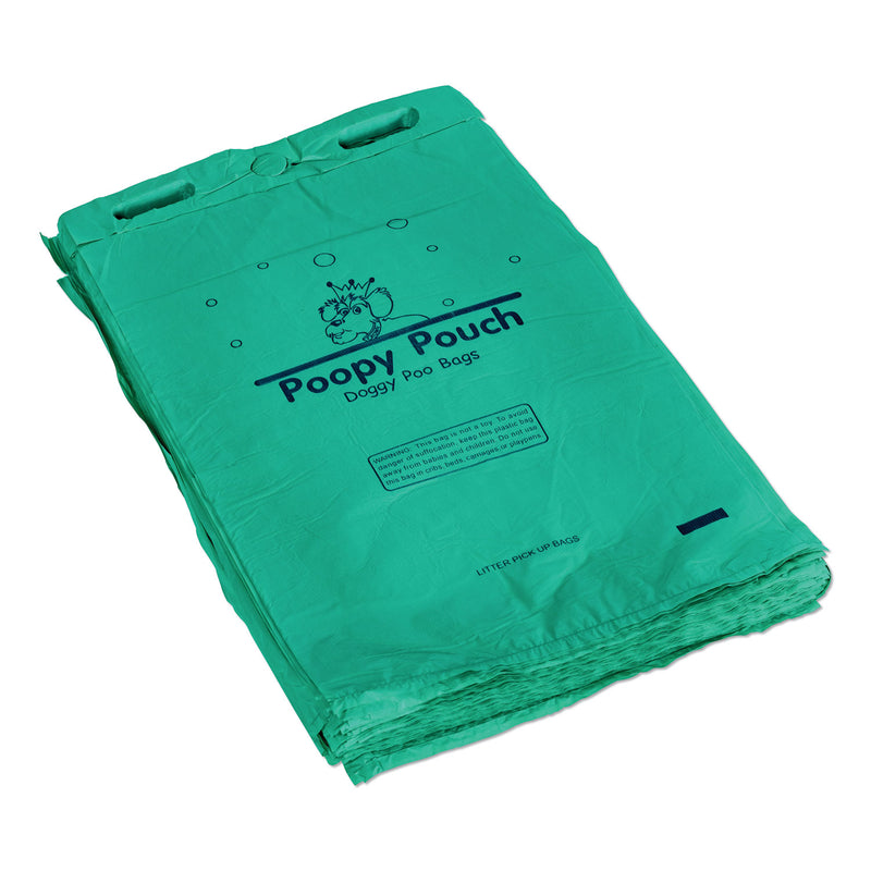 Poopy Pouch Header Pet Waste Bags, 20 Microns, 8" X 13", Green, 2,400/Carton - CWDPPH20020M